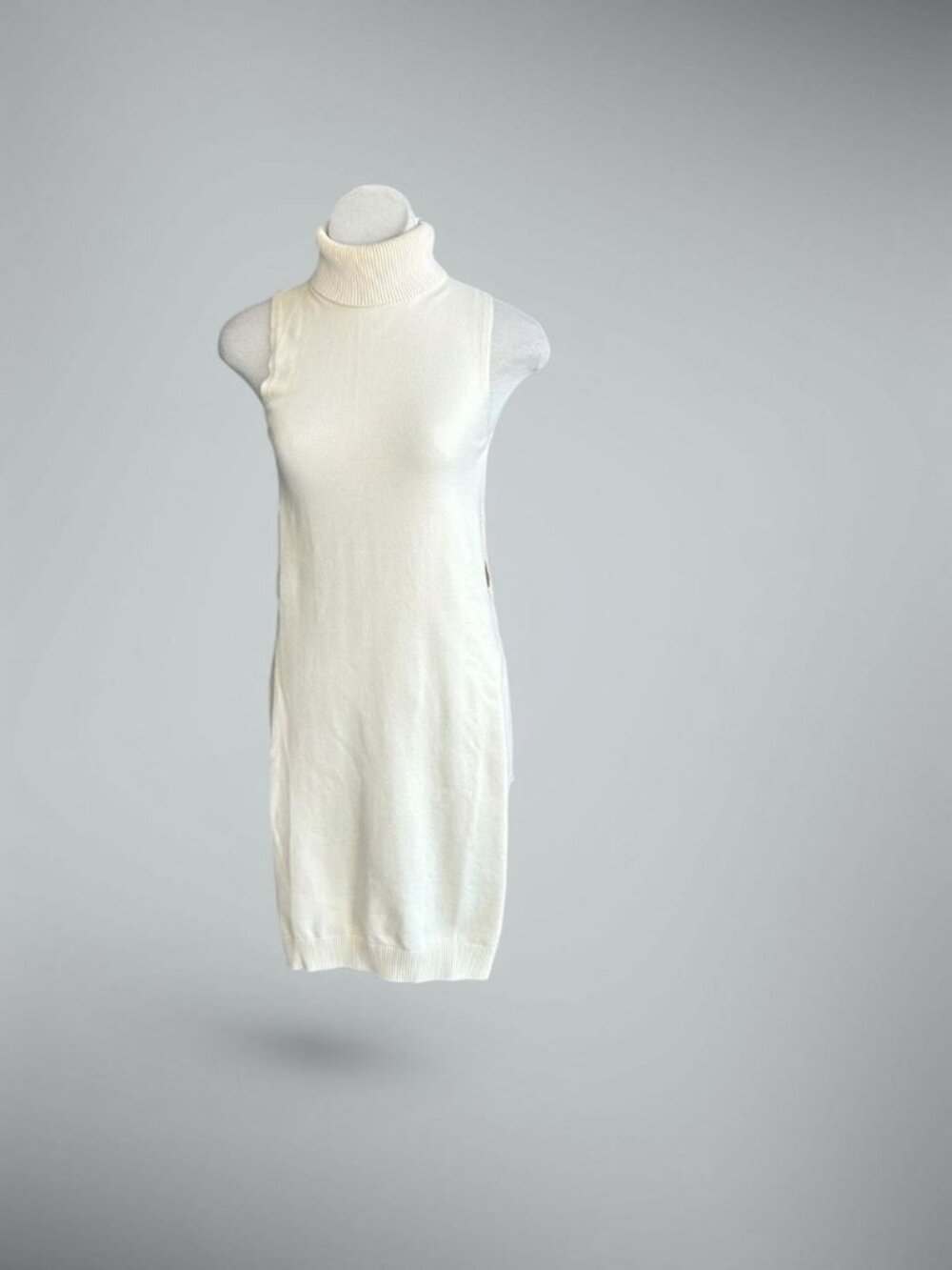 Anthropologie La Fee Verte Ivory Tunic Length Turtleneck Open Side Sweater XS
